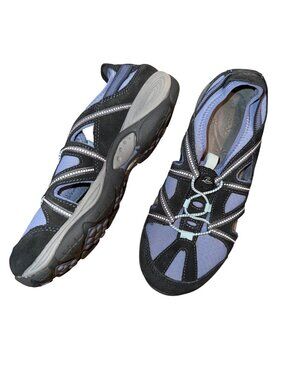 Easy Spirit Explore24 Womens Black & Blue Athletic Sandals Cutout Sides  Size 7